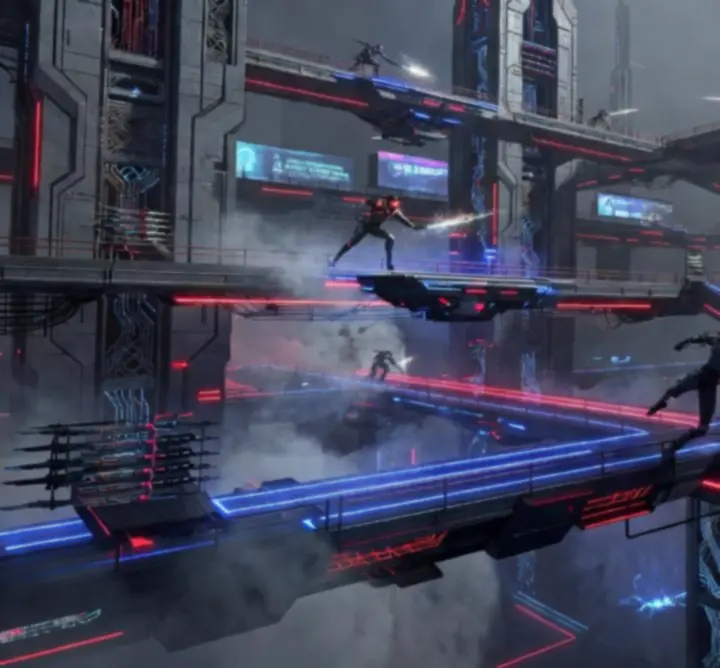 Cyberpunkowa arena walki w grze Scena Vector